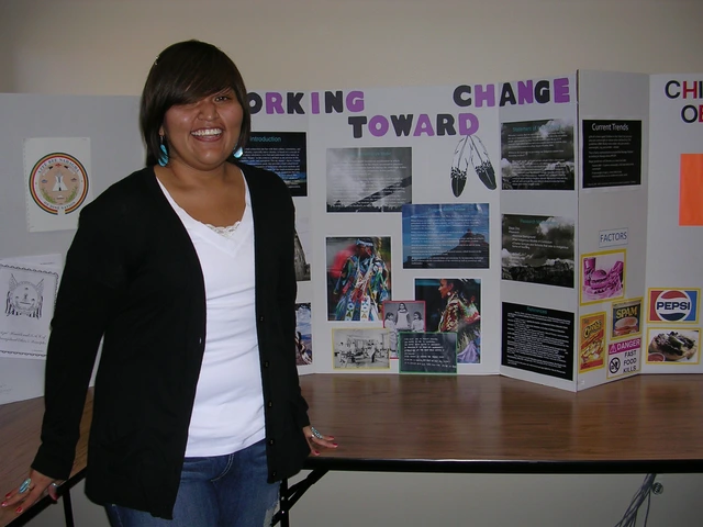 person in front of poster