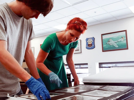 Professor and student working 