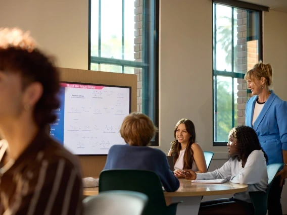 Instructor and student in class